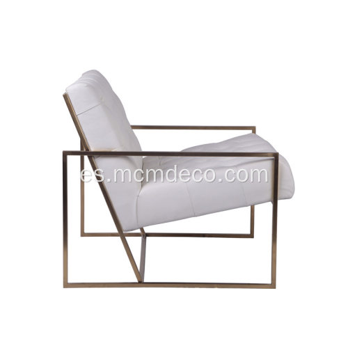 Silla de salón interior moderna con marco chapado en oro